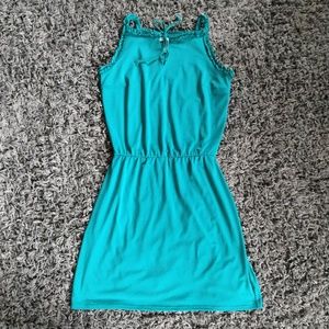 WHBM Dress with Small Ruffles - Teal